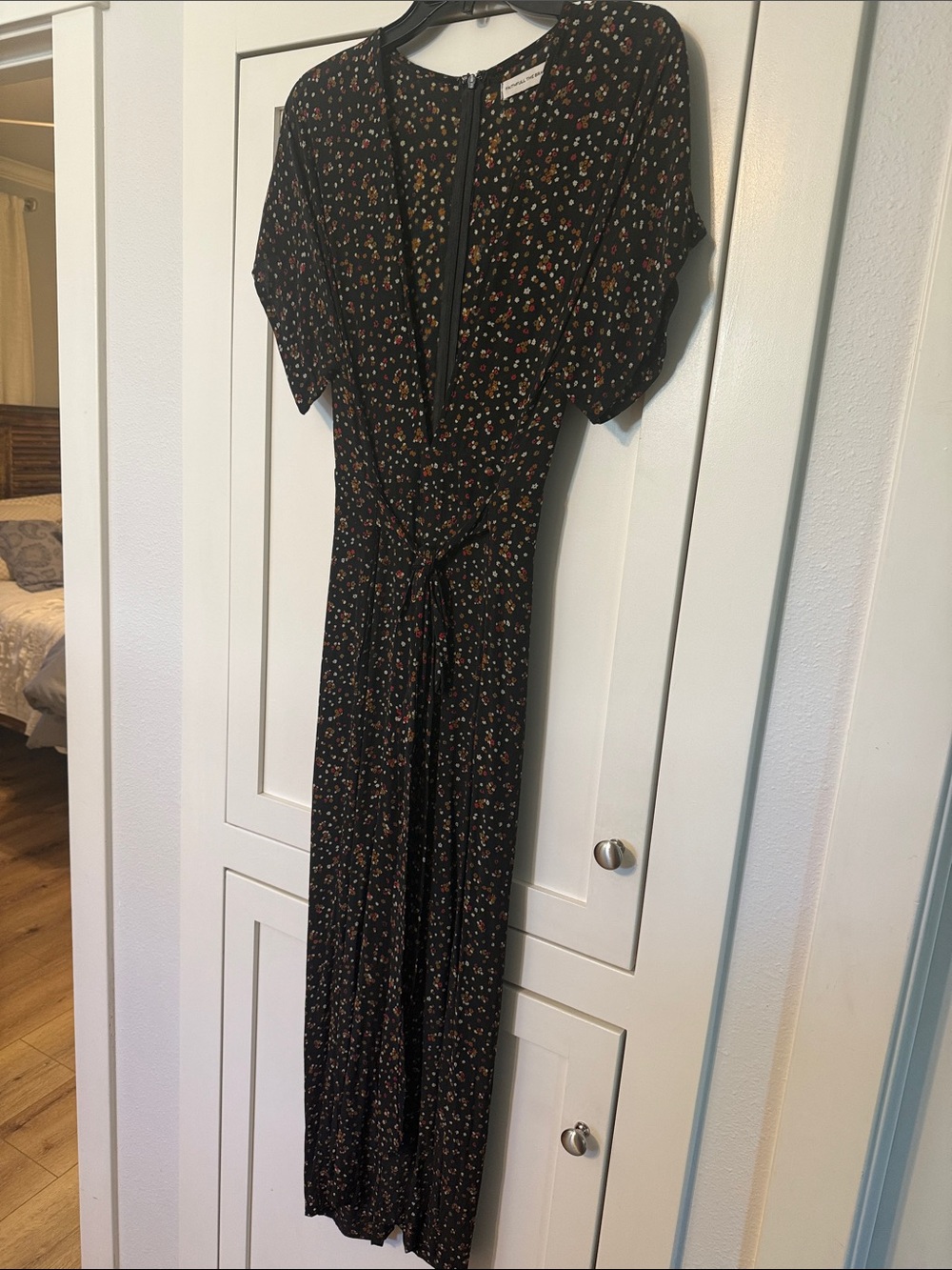 Faithfull the Brand Black Floral Tie-Waist jumpsuit